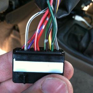 'Bottom' view of wires entering connector
