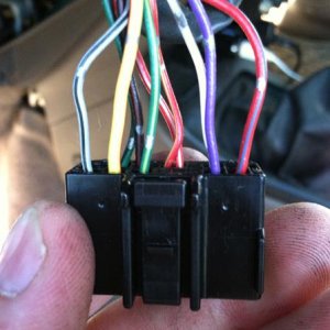 'Top' view of wires entering connector
