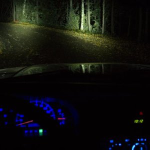 Night shot of Dually's Mounted in door jam