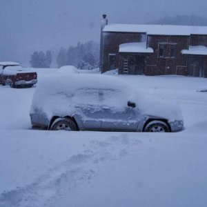 18" and counting. When the storm was over we had almost 3 ft.