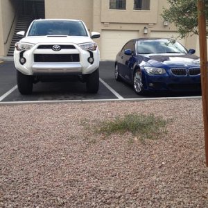 The old ride next to the new one.