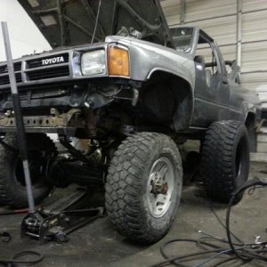 Solid axle swap nearing completion.