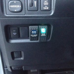 Rear lights switch in the "on" position
