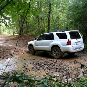 Crossing the creek at my uncle's land.