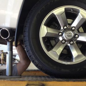 Immediately had a double wall stainless 16" magnaflow installed accompanied with a k&n intake. It gave me almost exactly the sound I wanted.  It defin