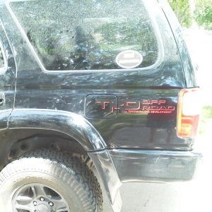 It's not TRD supercharged, but I like the looks of the black TRD stickers on the truck. It's definitely offroad capable. #nobullshit2013
