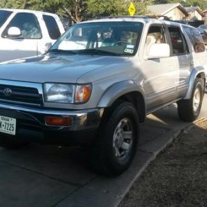 1997 4runner. Front bumper straight, new lower valance and dated running boards removed.