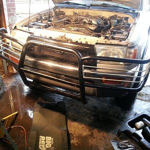 pulling in the 4Runner in to my friends garage to get out of the rain