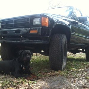 Front view with my dog.