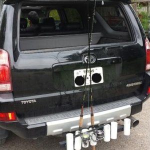 Built a custom hitch fishing rod holder