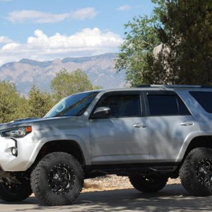 2014 4Runner Trail Edition with KDSS, Toytec BOSS 3-inch lift, LR UCAs, Cooper ST MAXX tires, Fuel Off-Road Boost Wheels, Rigid LEDs, and more...