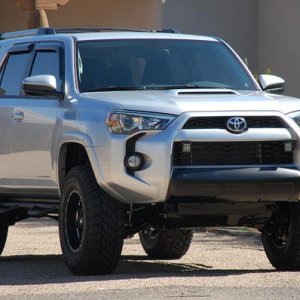 2014 4Runner Trail Edition with KDSS, Toytec BOSS 3-inch lift, LR UCAs, Cooper ST MAXX tires, Fuel Off-Road Boost Wheels, Rigid LEDs, and more...