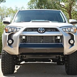 2014 4Runner Trail Edition with KDSS, Toytec BOSS 3-inch lift, LR UCAs, Cooper ST MAXX tires, Fuel Off-Road Boost Wheels, Rigid LEDs, and more...