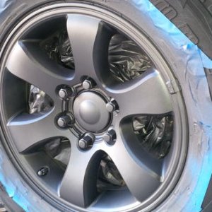 Wheel taking on some Anthracite Plastidip