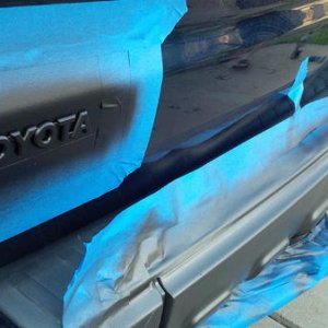 Rear bumper trim in Anthracite and Toyo in Matte Blk Plastidip