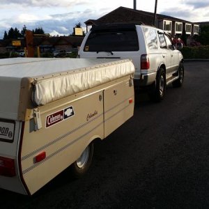 1997 4Runner towing the 1987 Coleman Columbia.