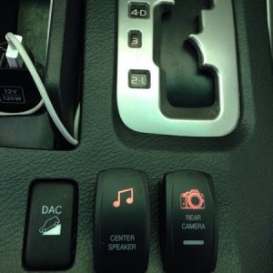 Center speaker cut out and back up cam switches
