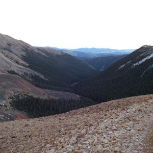 Webster Pass looking east. About to head down Handcart Gulch towards 285. Sept '13
