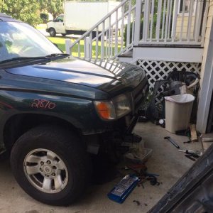 Put the new hood and new fender on. Glad I found them