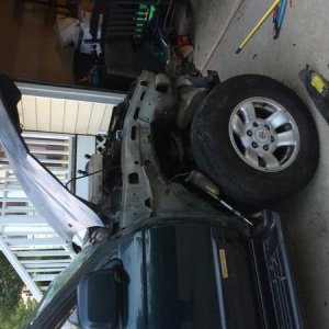 After we got the bent fender off to look at what we were truly working with