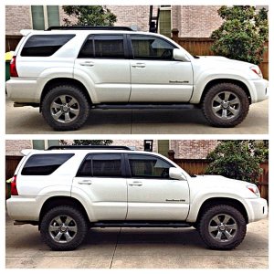Before and after my Bilstein 5100 shocks. I have the front set to 2.5" and 1.5" spacers in the rear. Excuse the edit haha. A huge thank you to ARK_SWA