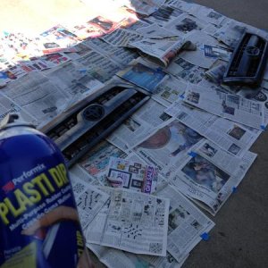 Me and my buddy plasti-dipping our grilles