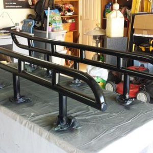 Three coats of VHT roll bar & chassis paint.