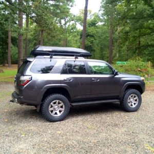 Almost done. Lift, tires, skid, trd shift knob all installed. Rocky Road Sliders arrive tomorrow.