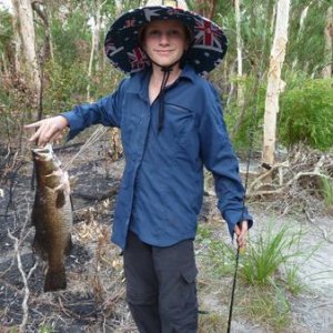 My boys fish for the local fish - barramundi. Top of the fish chain, but crocs are also his enemy