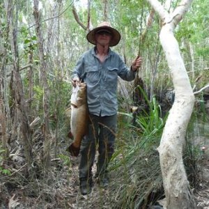 I show them what we are after - big barramundi