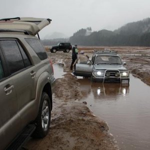 Friends Land Cruiser goes for a swim