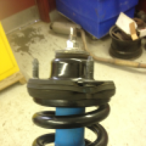 bushings nested on each other and assembled on top of strut