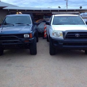 1989 4Runner and Tacoma sitting out ready to paly