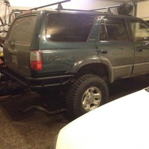 New rear Savage bumper sprayed w/ Rustoleum Berliner spray.