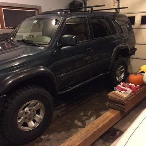 Sliders installed w/ three coats Rustoleum Berliner spray. Also swapped gears, 4.30's to 4.88's.