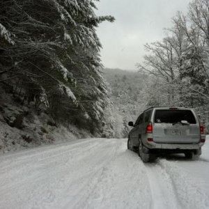 Richard Russell Scenic Highway. Blairesville side, it was 1 foot of snow up there. Drove all the way to helen, no problem......