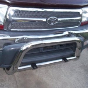 damaged front bumper and custom grill inserts