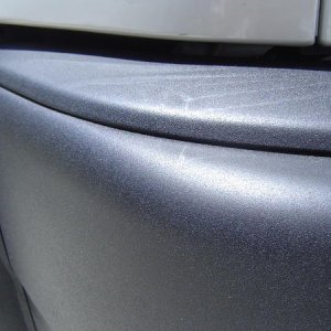 Close up of Rust-Oleum spray on bed liner.
