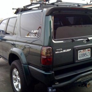Hilux spoiler  , rear Jaos bumper guard , Safari rack , smoked tail lights.