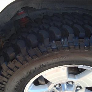 Rear with rancho shocks shown in back. Braking has decreased and loss about 1mpg. Road noise can be heard @ around 35mph.