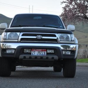 New fog lights, skid plate, and 500 watt lights in front.