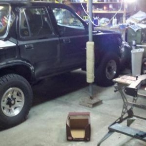 Removed rust from the tow hitch bar. Prepped and top coated with undercoating.