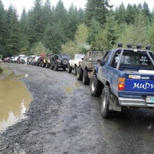 the start of a toyota only run at browns camp hosted by cascade cruisers!! i was last!! it didn't bother me much. i got to be the tail gunner on this 