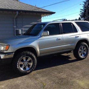 99 SR5, no lift, KYB shocks, 2005 Tundra front brake conversion,
2011 4Runner 17 inch wheels with 245/75/17 Goodyear Wrangler Dura Tracs