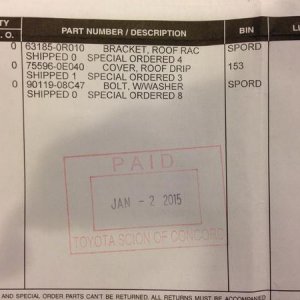 Parts order