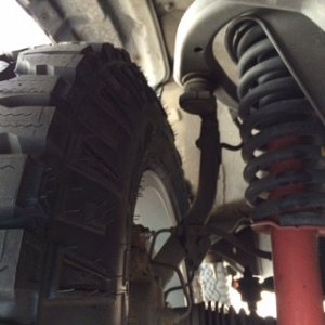 Showing clearance after brake upgrade using 17x7 2011 4Runner wheels with 245/75/17 Goodyear Wrangler Dura Tracs