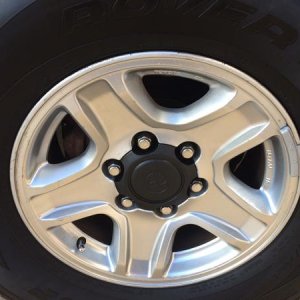 Repainted the center caps using spray can bed liner