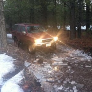 Just an interesting pic taken while on a mudding trip. This was taken after going over an ice pond which had inch and a half thick ice which surprisin