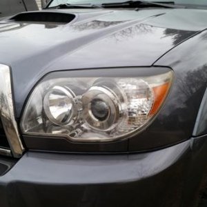 Had some time to kill so tried some plast-dip on headlights. They were faded on the top from the sun so here's what I got.