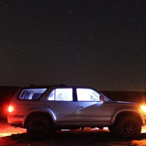 Went wheeling in the desert after removing my running boards. Took my DSLR this time! Awesome shot to show off my LED interior lights.